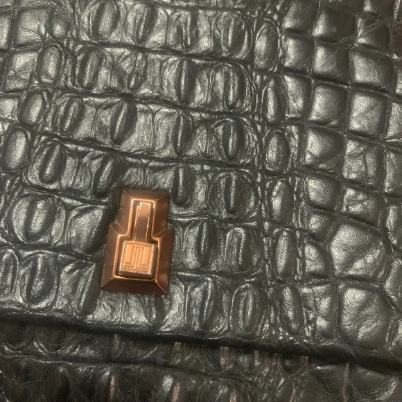 Lanvin Black Crocodile-Embossed Shoulder Bag - Picture 12 of 15